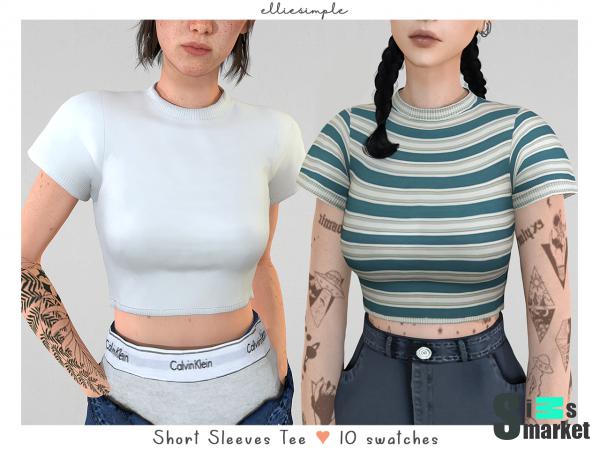 Футболка sleeves tee by  для Симс 4. Скачать мод