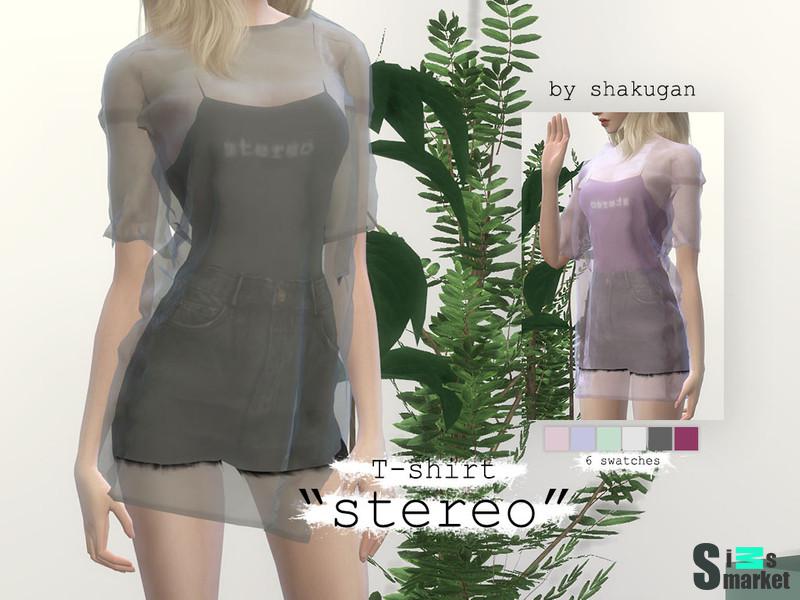 Футболка Stereo by Alexa Catt  для Симс 4. Скачать мод