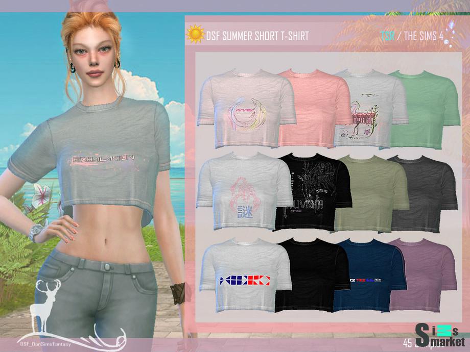 Футболка SUMMER by DanSimsFantasy для Симс 4. Скачать мод