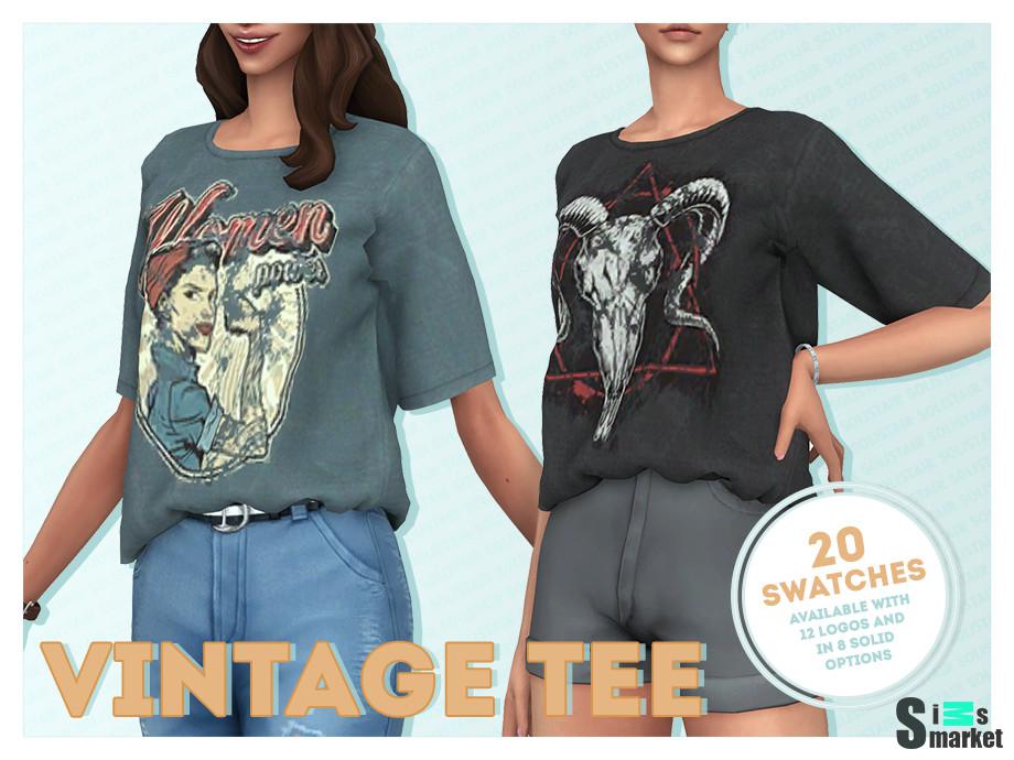 Футболка Vintage by Solistair для Симс 4. Скачать мод