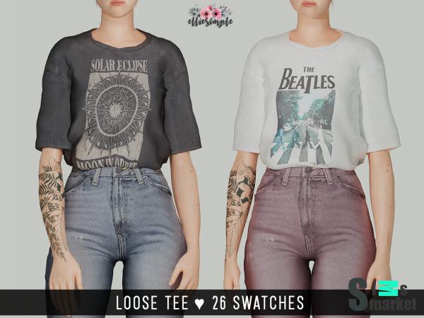 Футболки loose tee by elliesimple для Симс 4. Скачать мод