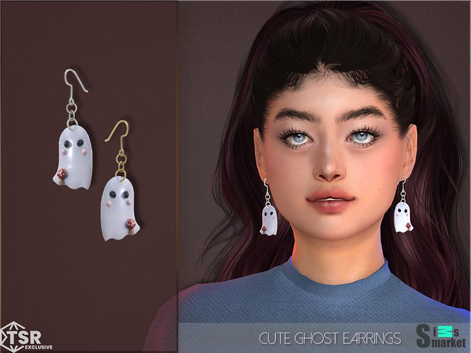 Ghost Earrings by PlayersWonderland для Симс 4. Скачать мод