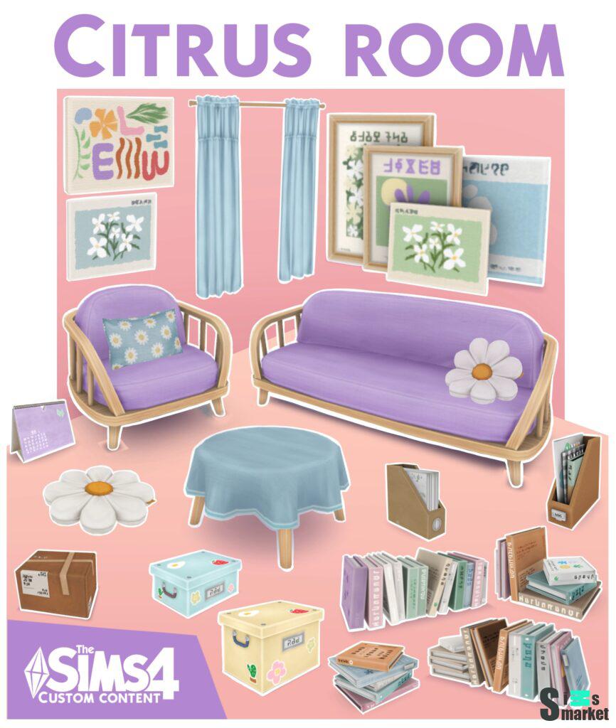 Гостиная "CITRUS ROOM" для Симс 4. Скачать мод