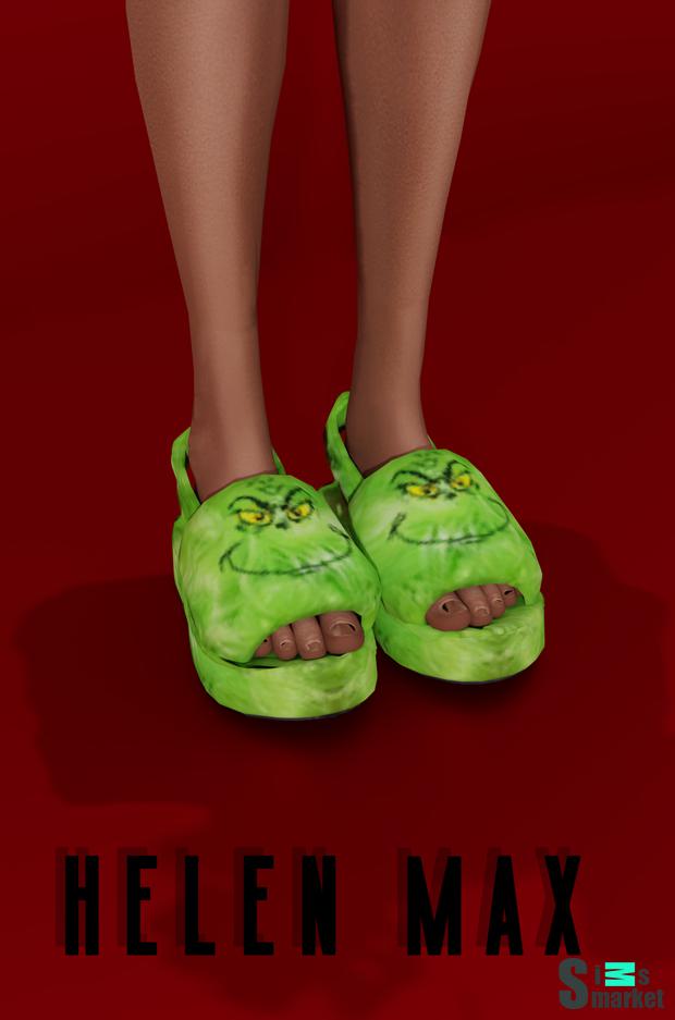 Grinch Sleepers (тапочки) для Симс 4. Скачать мод