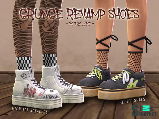 Grunge Revamp Shoes для Симс 4. Скачать мод