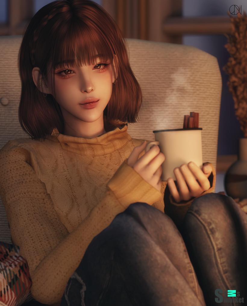 Hair by JINO N20 для Симс 4. Скачать мод