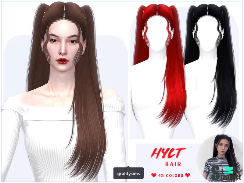 Hair HYLT Jisoo от grafity-cc для Симс 4. Скачать мод