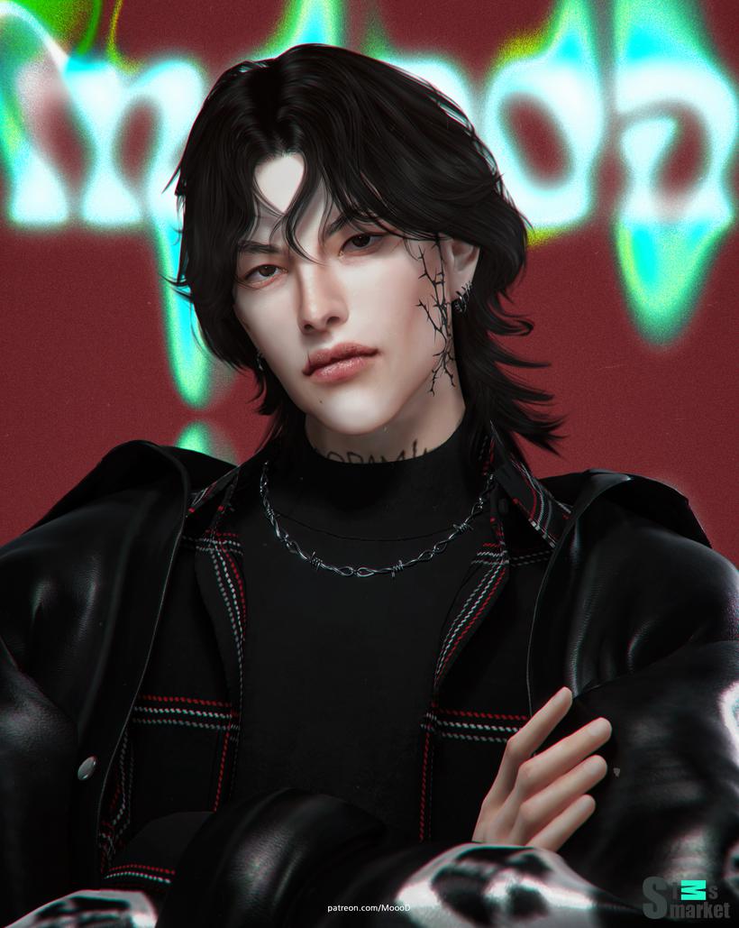 Hair N73 - VER1 by MoooD для Симс 4. Скачать мод