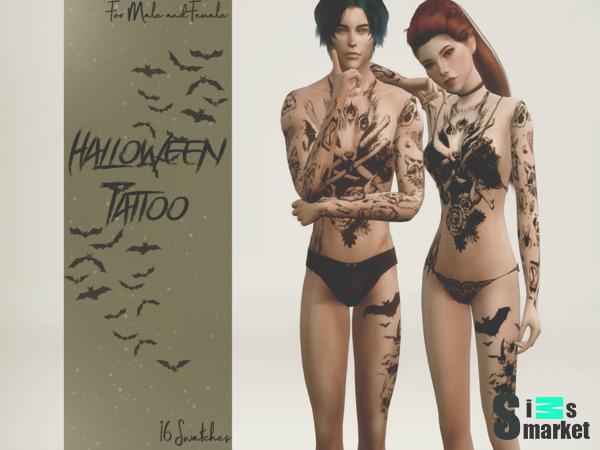 Halloween Tattoo от Reevaly для Симс 4. Скачать мод