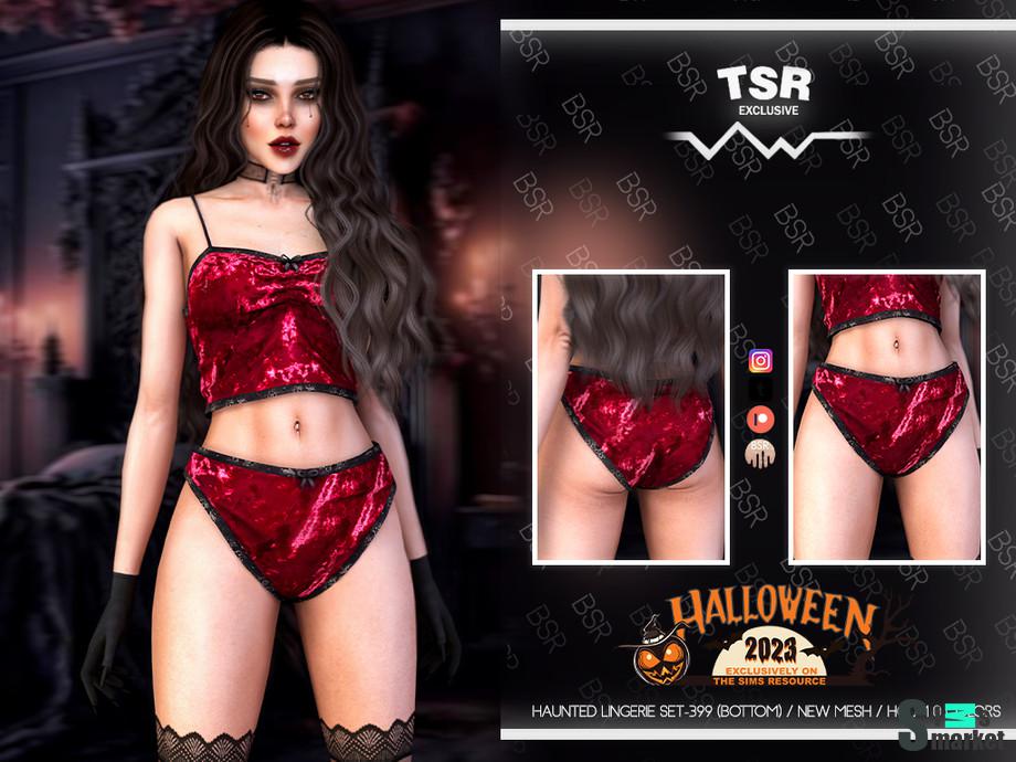 Haunted Lingerie Set - 399 (Bottom) by busra-tr для Симс 4. Скачать мод