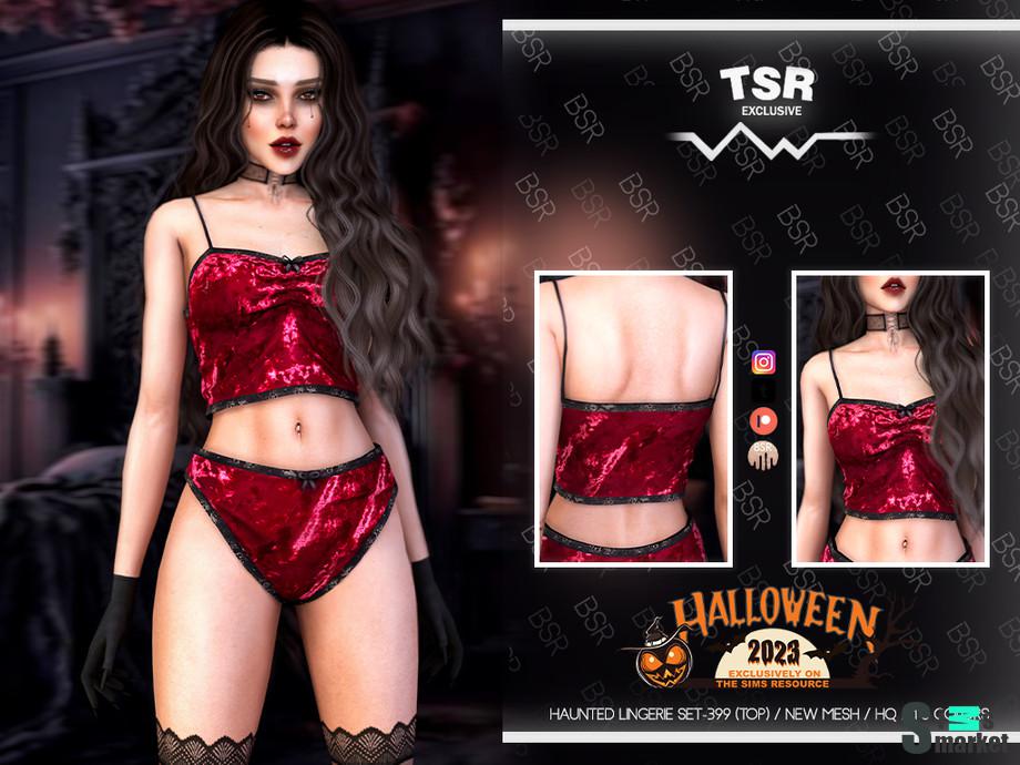 Haunted Lingerie Set - 399 (Top) by busra-tr для Симс 4. Скачать мод