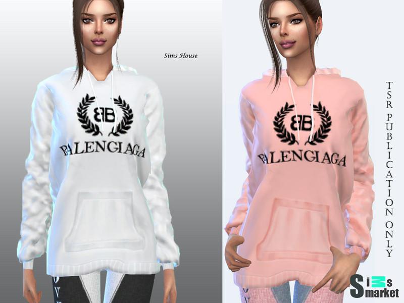 Худи Balenciaga для Симс 4. Скачать мод