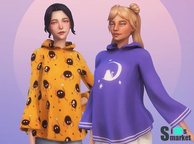 Худи Goodnight Moon by Miiko для Симс 4. Скачать мод