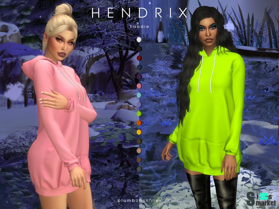 Худи HENDRIX by Plumbobs n Fries для Симс 4. Скачать мод
