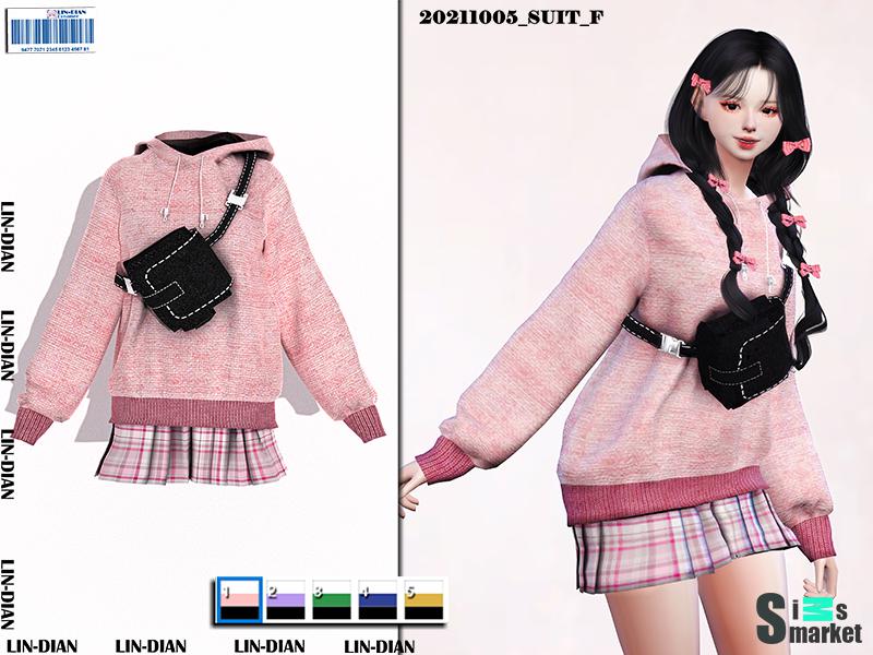 Худи и сумка by LIN_DIAN   для Симс 4. Скачать мод