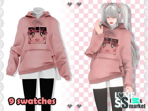 Худи Long sleeve Hoodies для Симс 4. Скачать мод