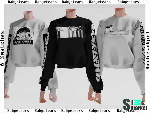 Худи mini by ♡B a b y e t e a r s♡ для Симс 4. Скачать мод