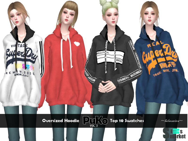 Худи PUKO от helsoseira для Симс 4. Скачать мод