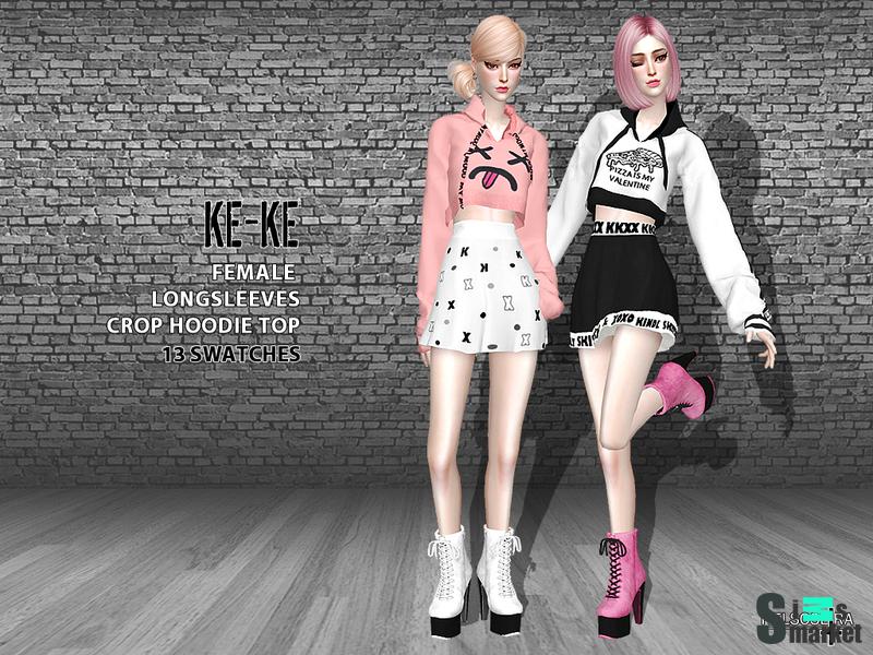 Худи-топ KEKE by Helsoseira для Симс 4. Скачать мод