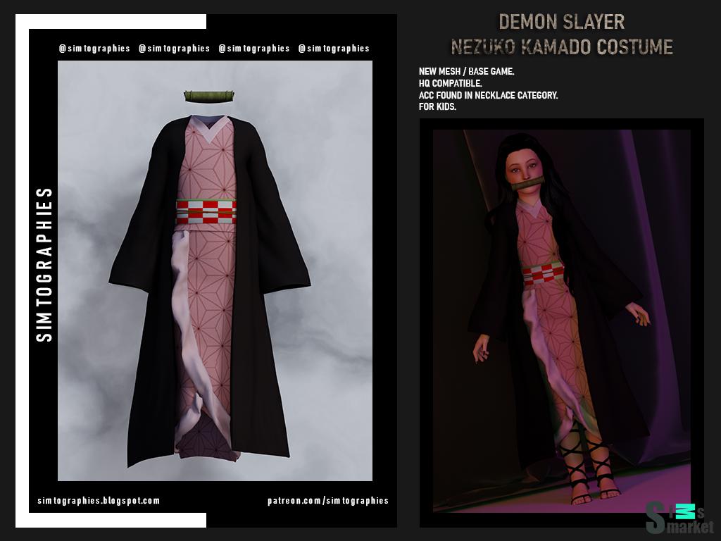 Истребительница демонов - костюм Незуко Камадо для Симс 4. Скачать мод