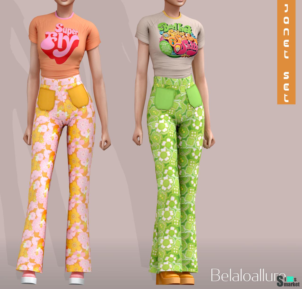 "Janet set" pants BELALOALLURE для Симс 4. Скачать мод