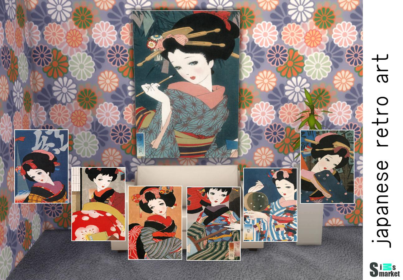 JAPANESE RETRO PAINTING для Симс 4. Скачать мод