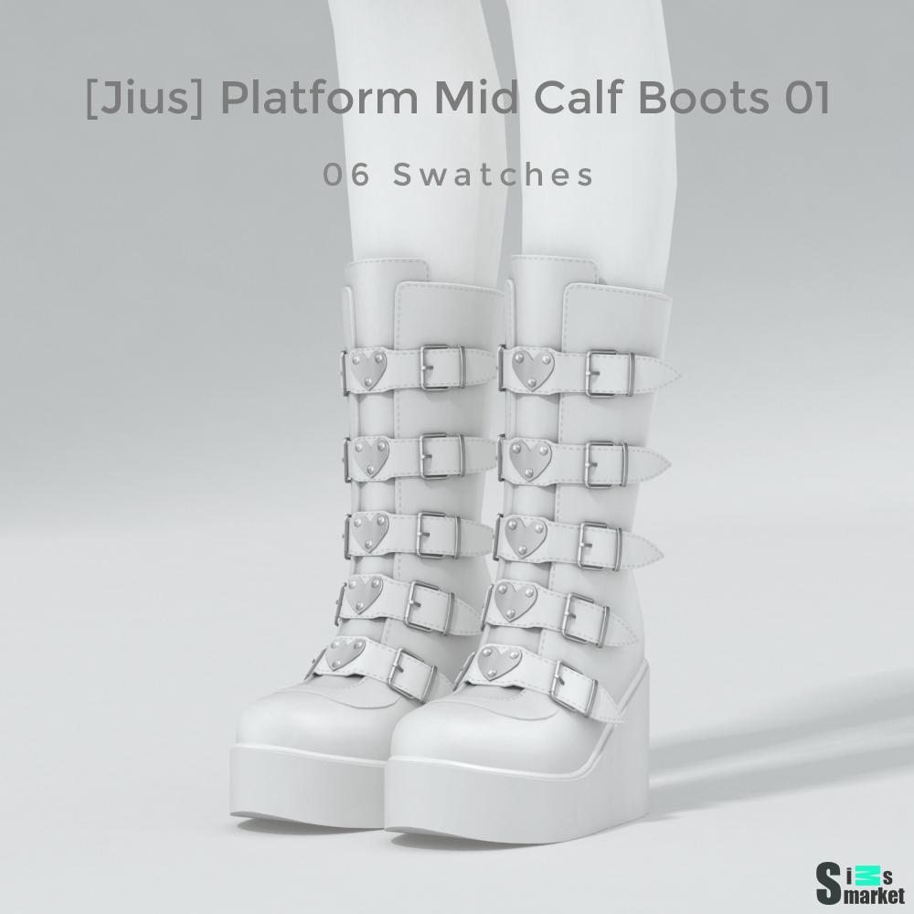 JIUS Platform Mid Calf Boots для Симс 4. Скачать мод