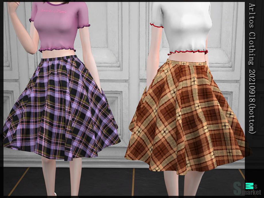 Юбка Tartan by Arltos для Симс 4. Скачать мод