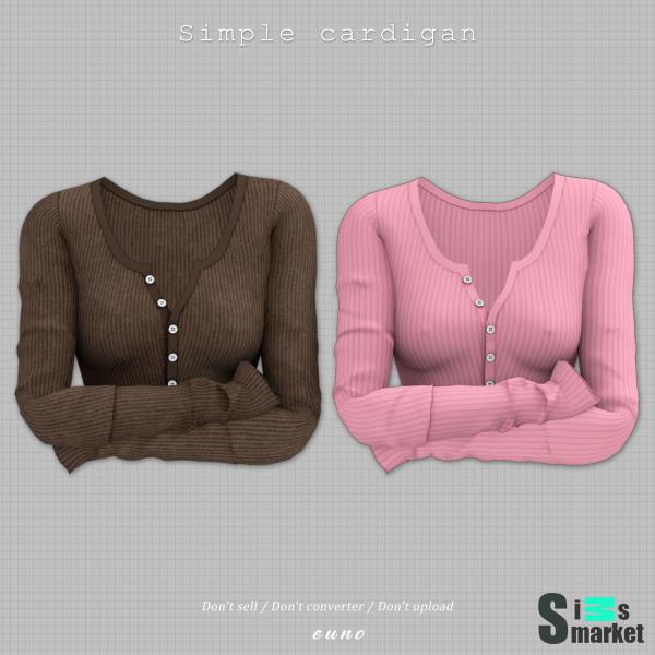 Кардиган simple by euno для Симс 4. Скачать мод