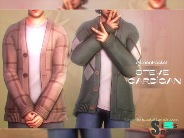 Кардиган steve by adrienpastel для Симс 4. Скачать мод