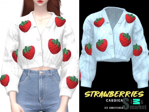 Кардиган strawberries by grafity-cc для Симс 4. Скачать мод