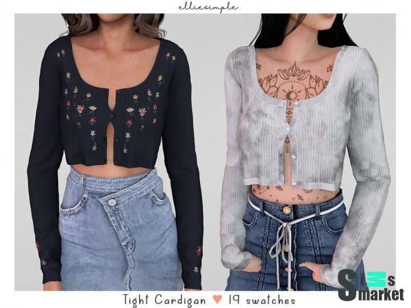 Кардиган tight by elliesimple для Симс 4. Скачать мод
