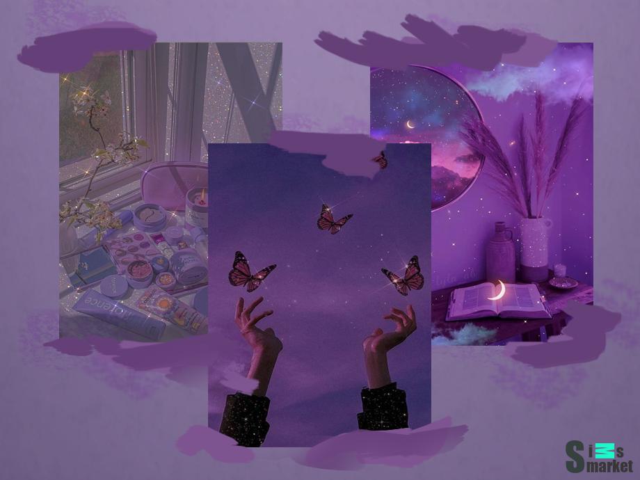 картина_purple для Симс 4. Скачать мод