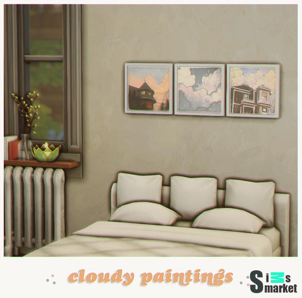 Картины cloudy by  herbalia для Симс 4. Скачать мод