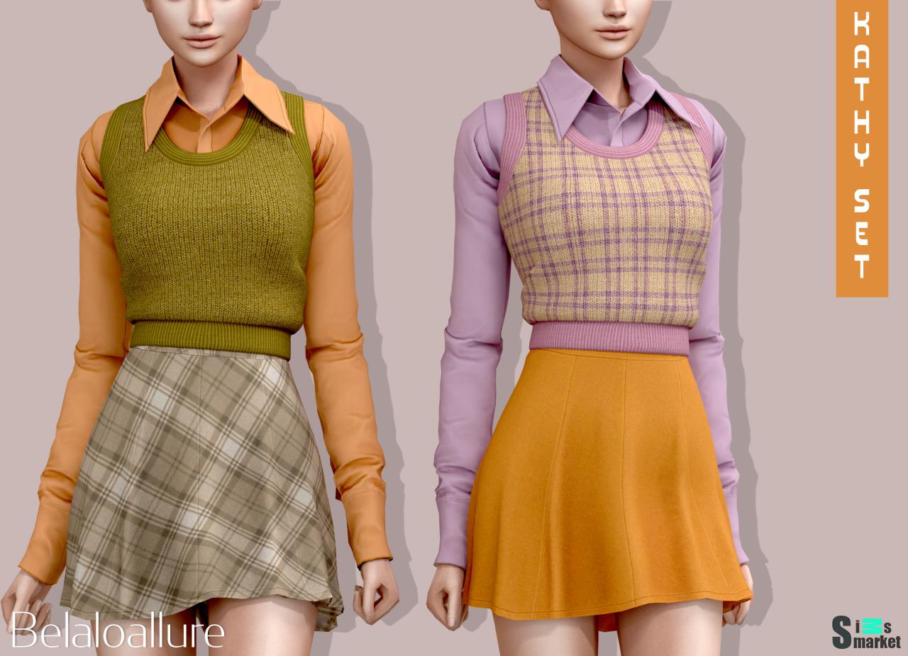 "Kathy set" skirt BELALOALLURE для Симс 4. Скачать мод