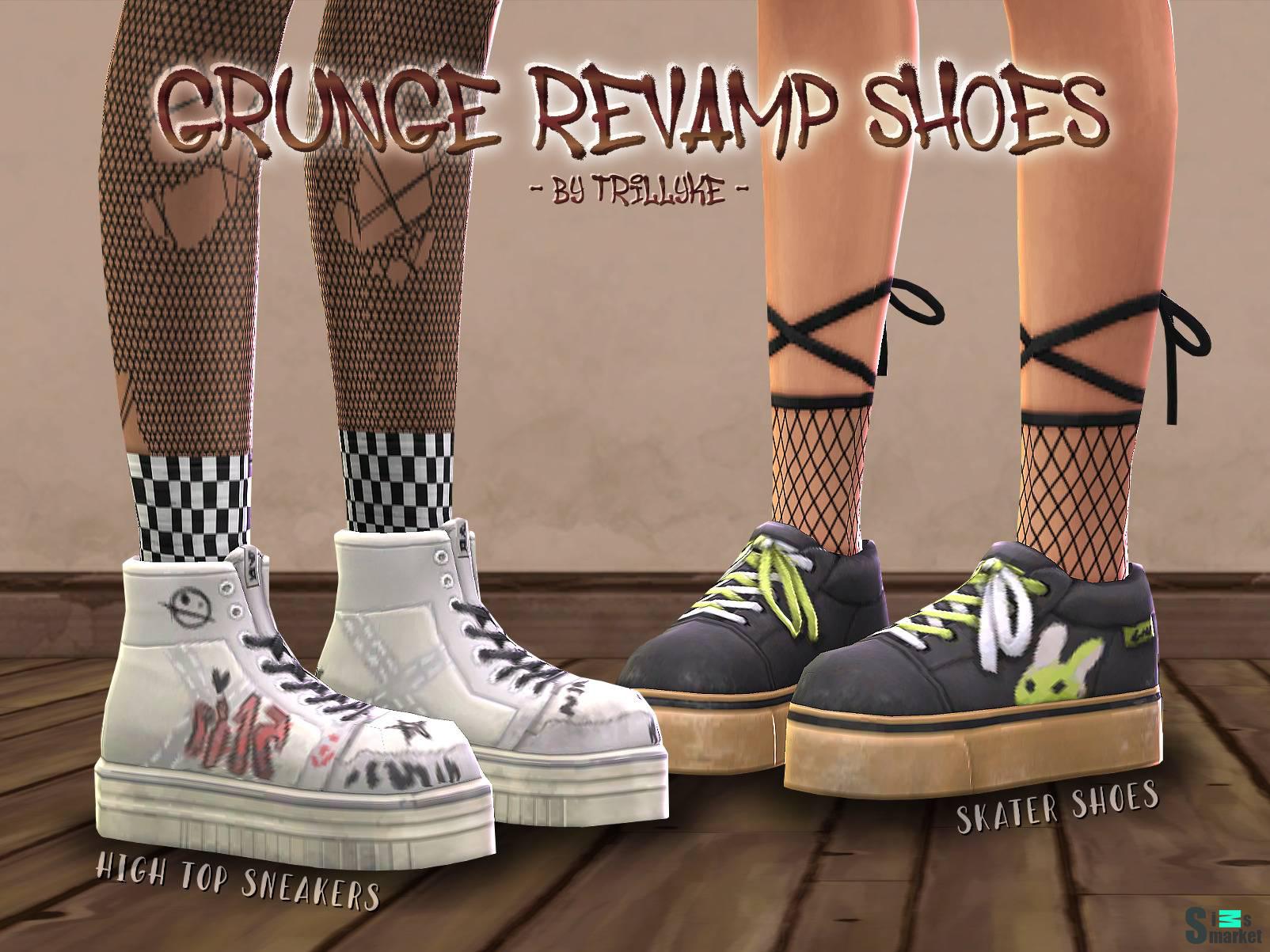 Кеды "Grunge Revamp Shoes" для Симс 4 для Симс 4. Скачать мод