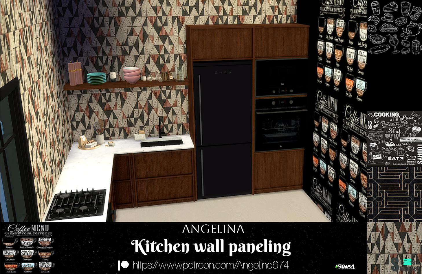 Kitchen wall paneling для Симс 4. Скачать мод