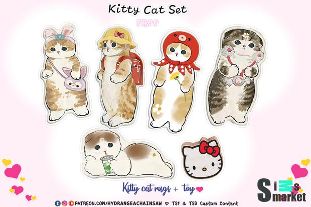 Kitty Cat Rugs + Toy для Симс 4. Скачать мод