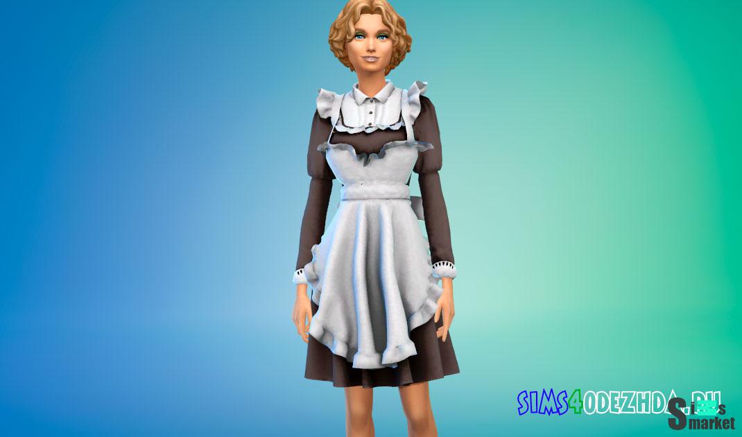 Классический костюм горничной для Симс 4. Скачать мод