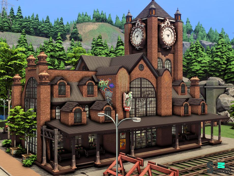 Кофейня на вокзале "Train Station Coffee Shop"-для Симс 4 для Симс 4. Скачать мод
