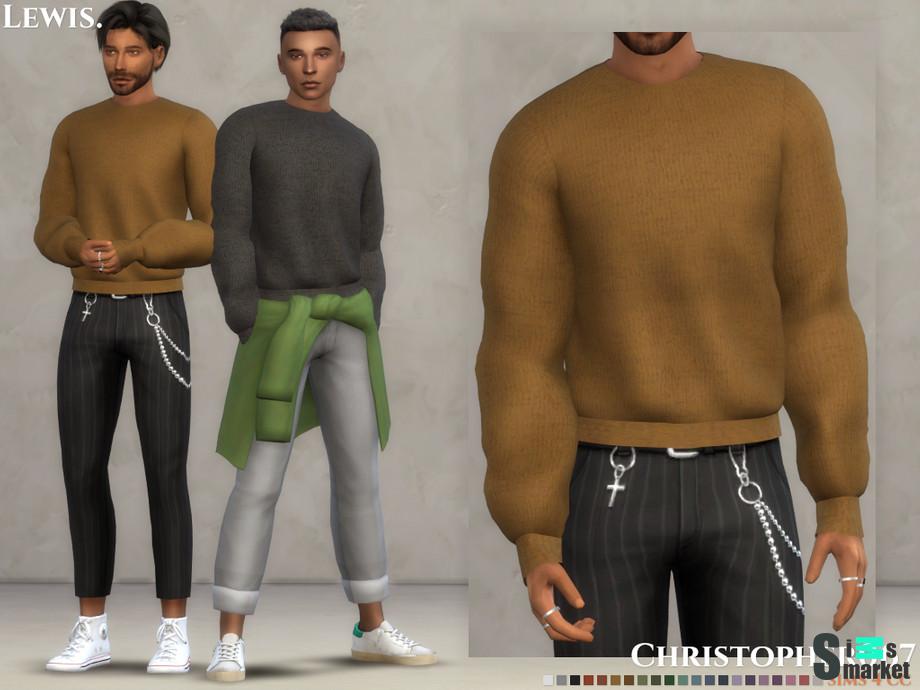 Кофта Lewis by christopher067 для Симс 4. Скачать мод