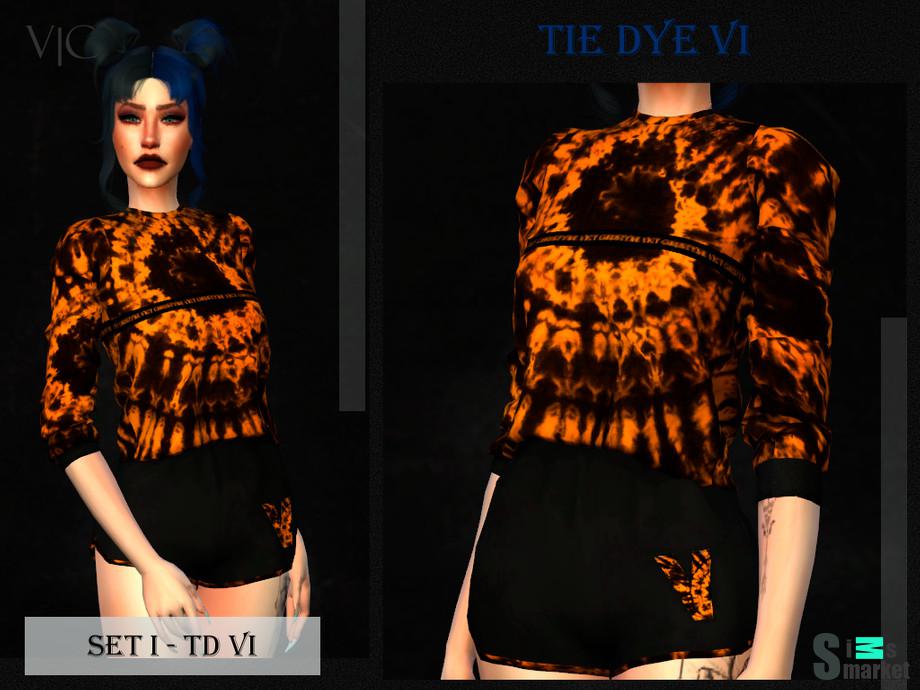 Кофта TIE DYE by Viy Sims для Симс 4. Скачать мод