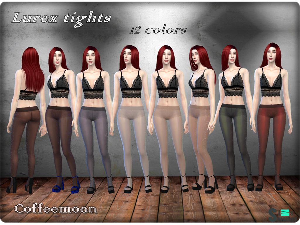 колготки Lurex tights by Coffeemoon для Симс 4. Скачать мод