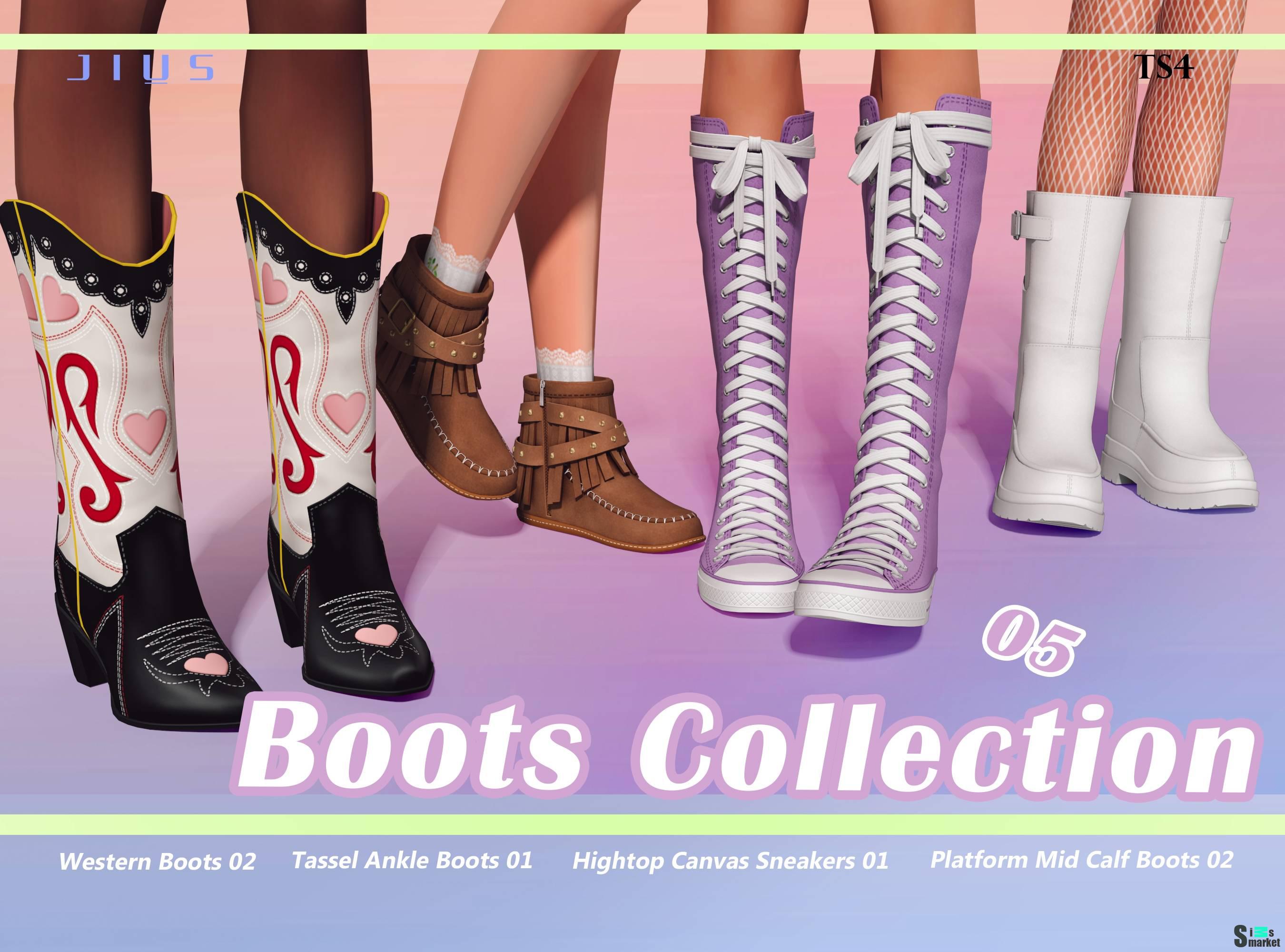 Коллекция женской обуви "Boots Collection 05" для Симс 4 для Симс 4. Скачать мод