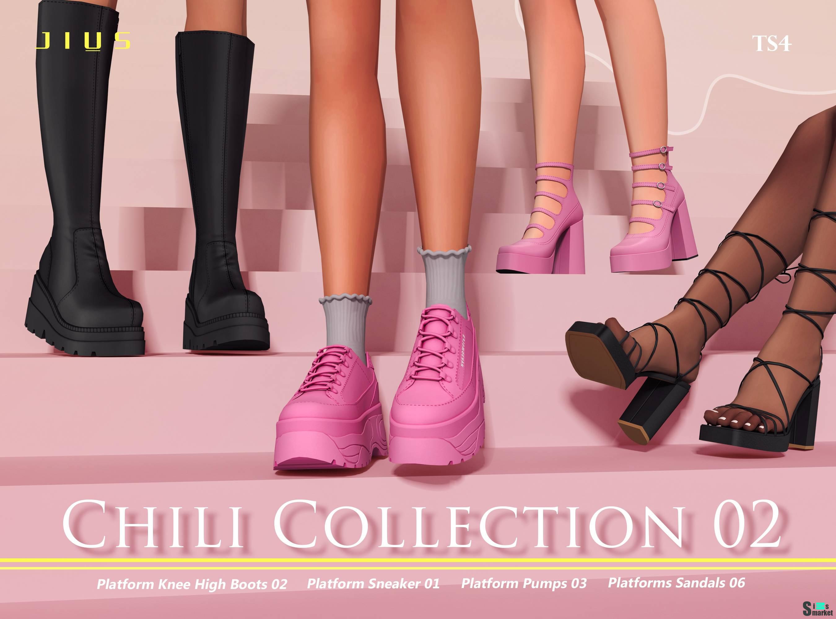 Коллекция женской обуви "Chili Collection 02" для Симс 4 для Симс 4. Скачать мод