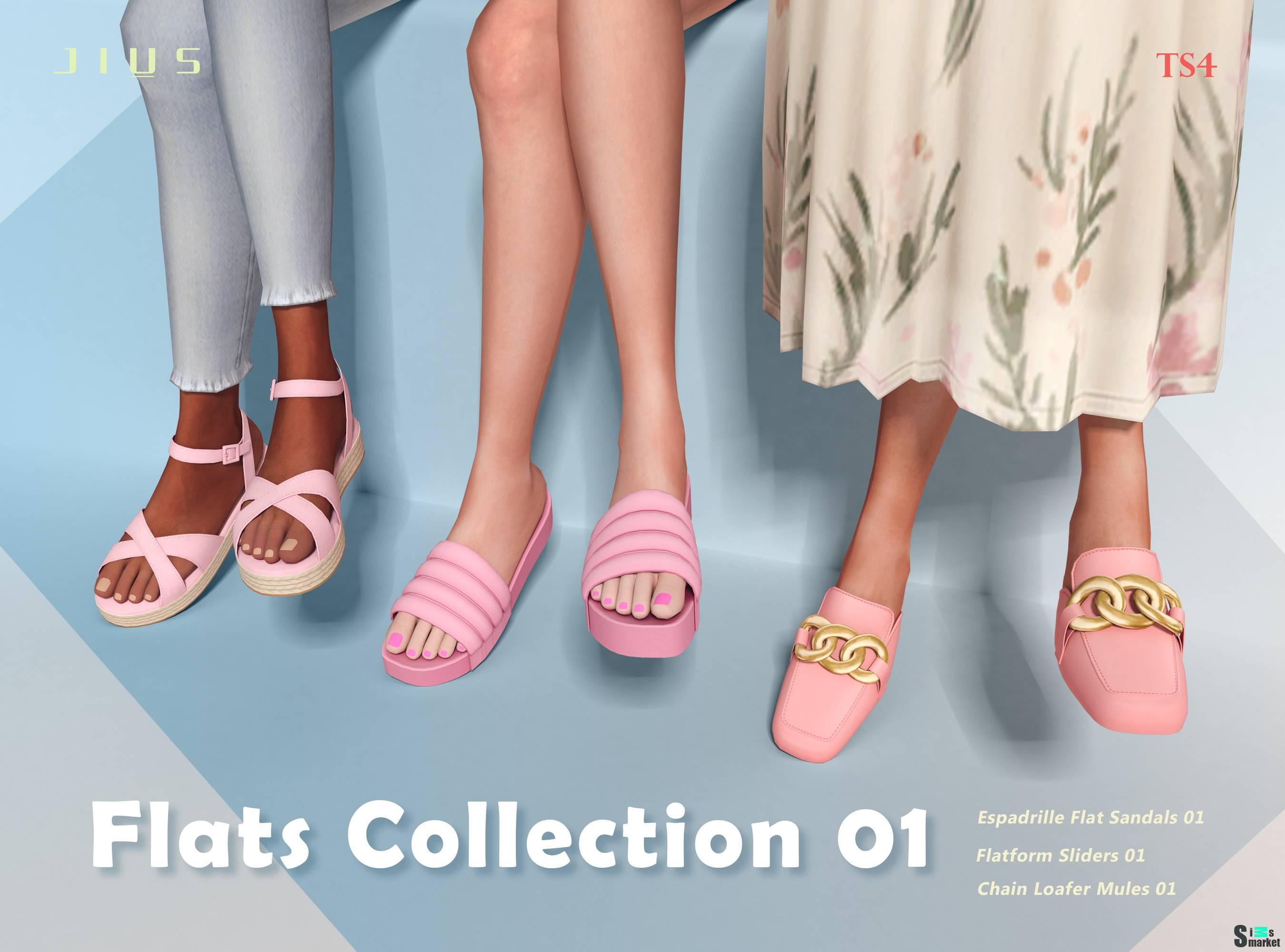 Коллекция женской обуви "Flats Collection 01" для Симс 4 для Симс 4. Скачать мод