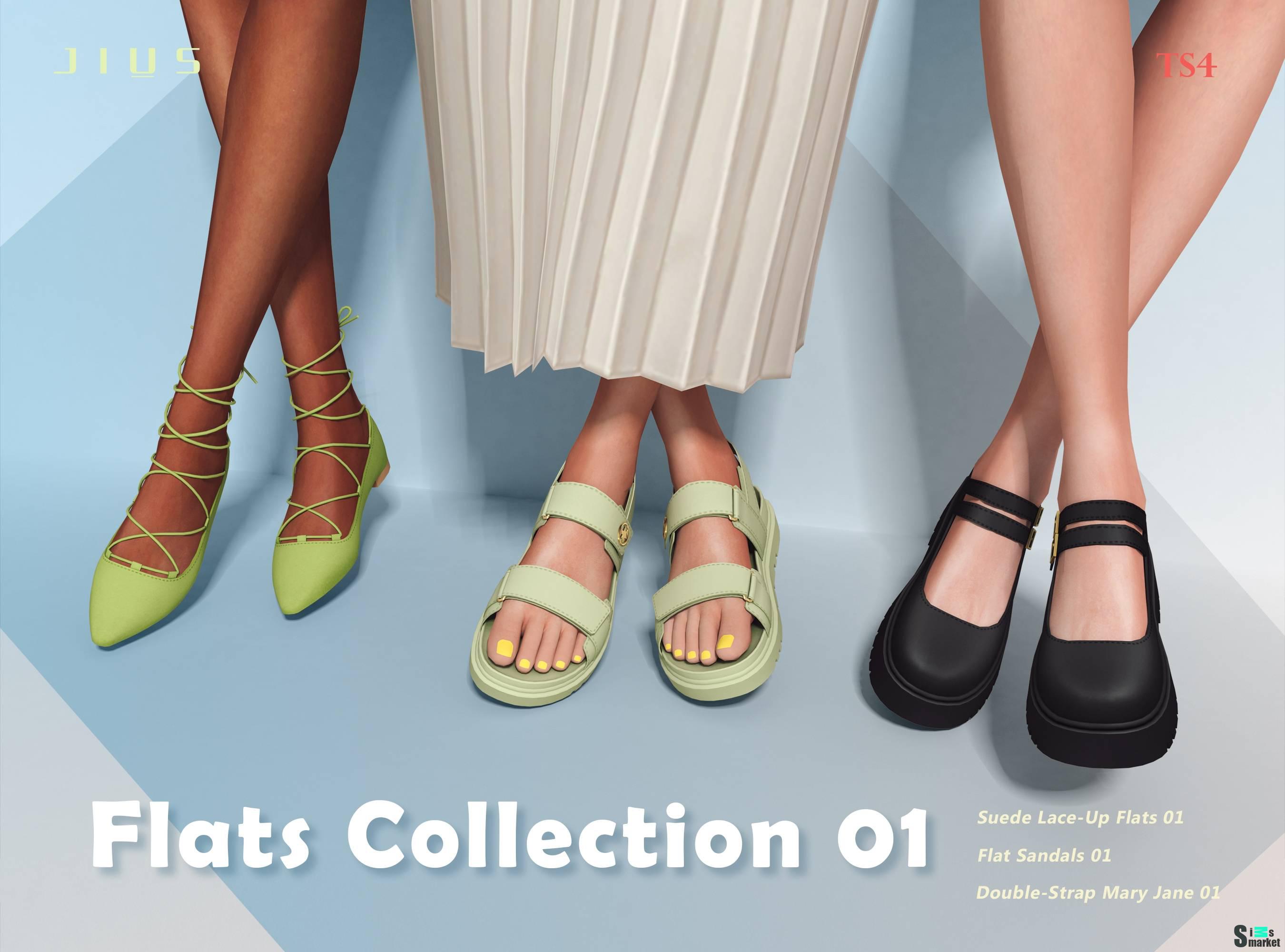 Коллекция женской обуви "Flats Collection 01.2" для Симс 4 для Симс 4. Скачать мод