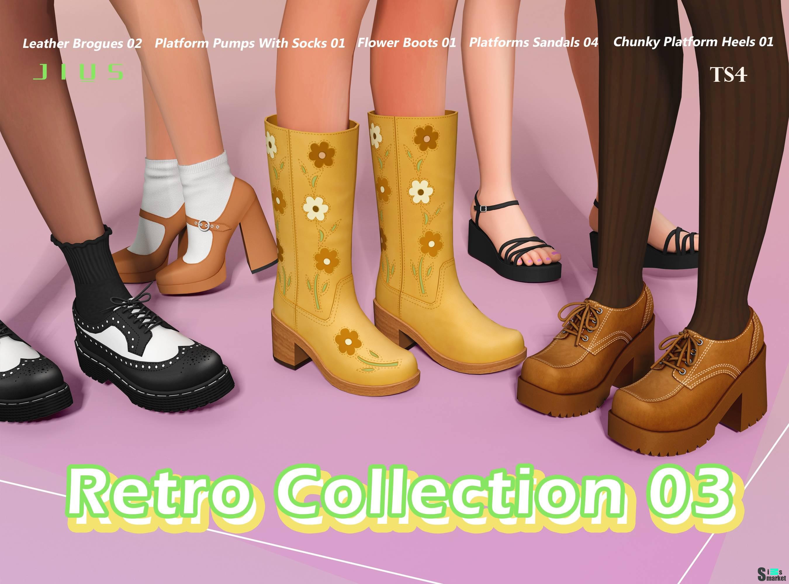 Коллекция женской обуви "Retro Collection 03" для Симс 4 для Симс 4. Скачать мод