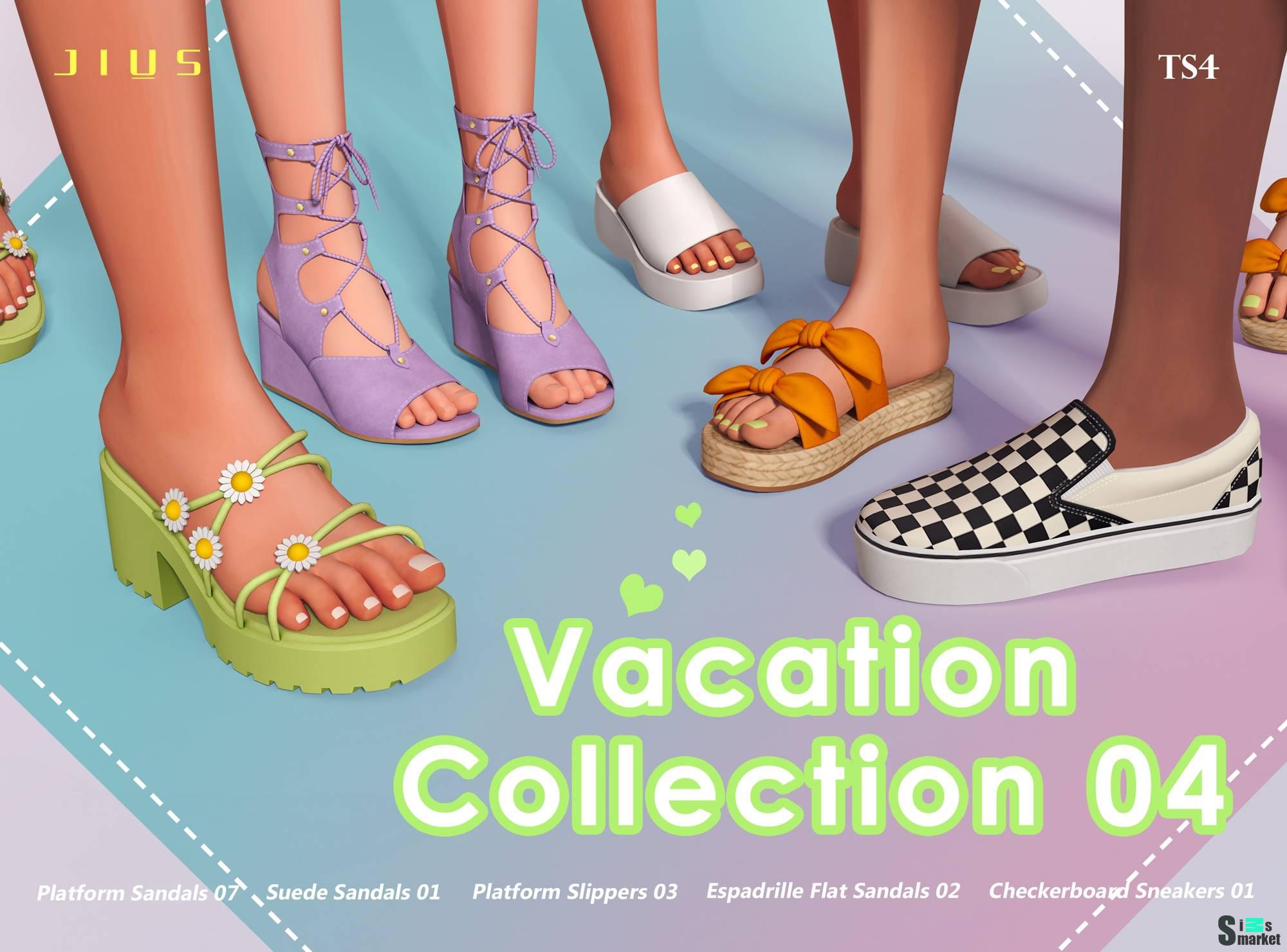 Коллекция женской обуви "Vacation Collection 04" для Симс 4 для Симс 4. Скачать мод