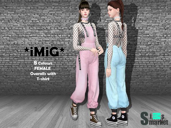 Комбинезон IMIG - Overalls with T-Shir от Helsoseira для Симс 4. Скачать мод